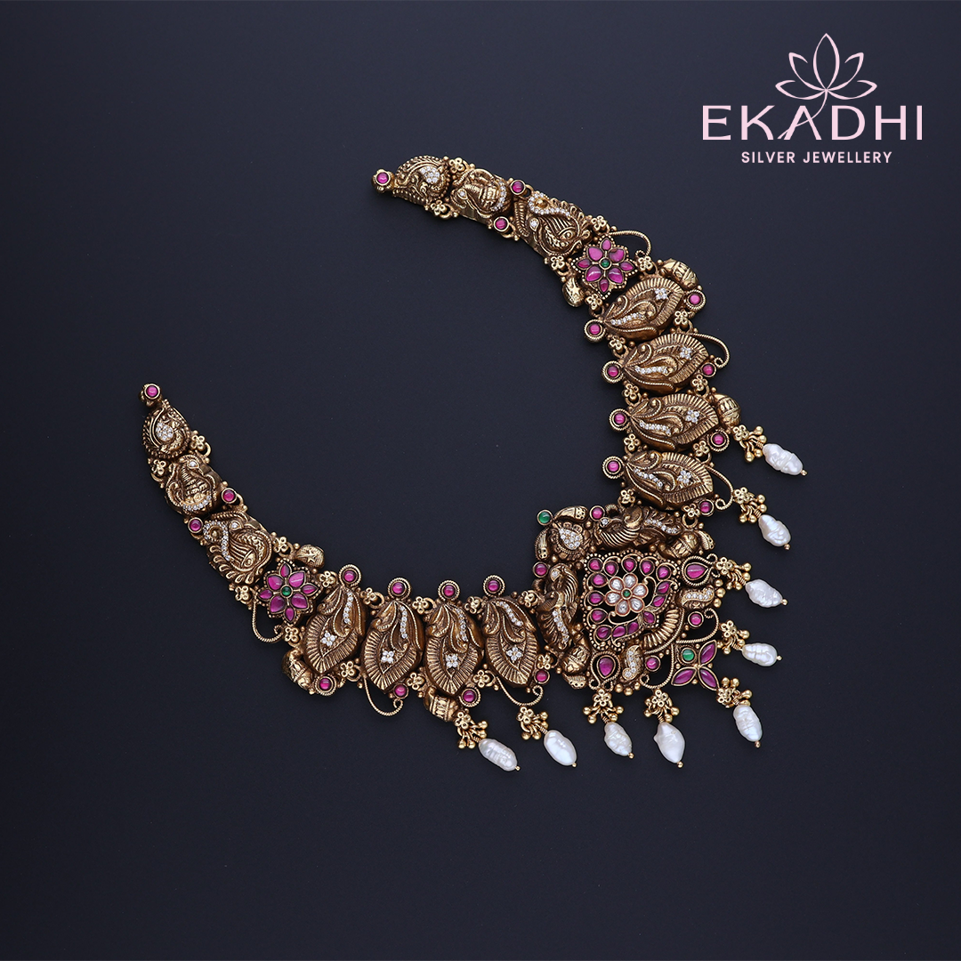 HJ1046 – Nakshi Necklace with White Beads