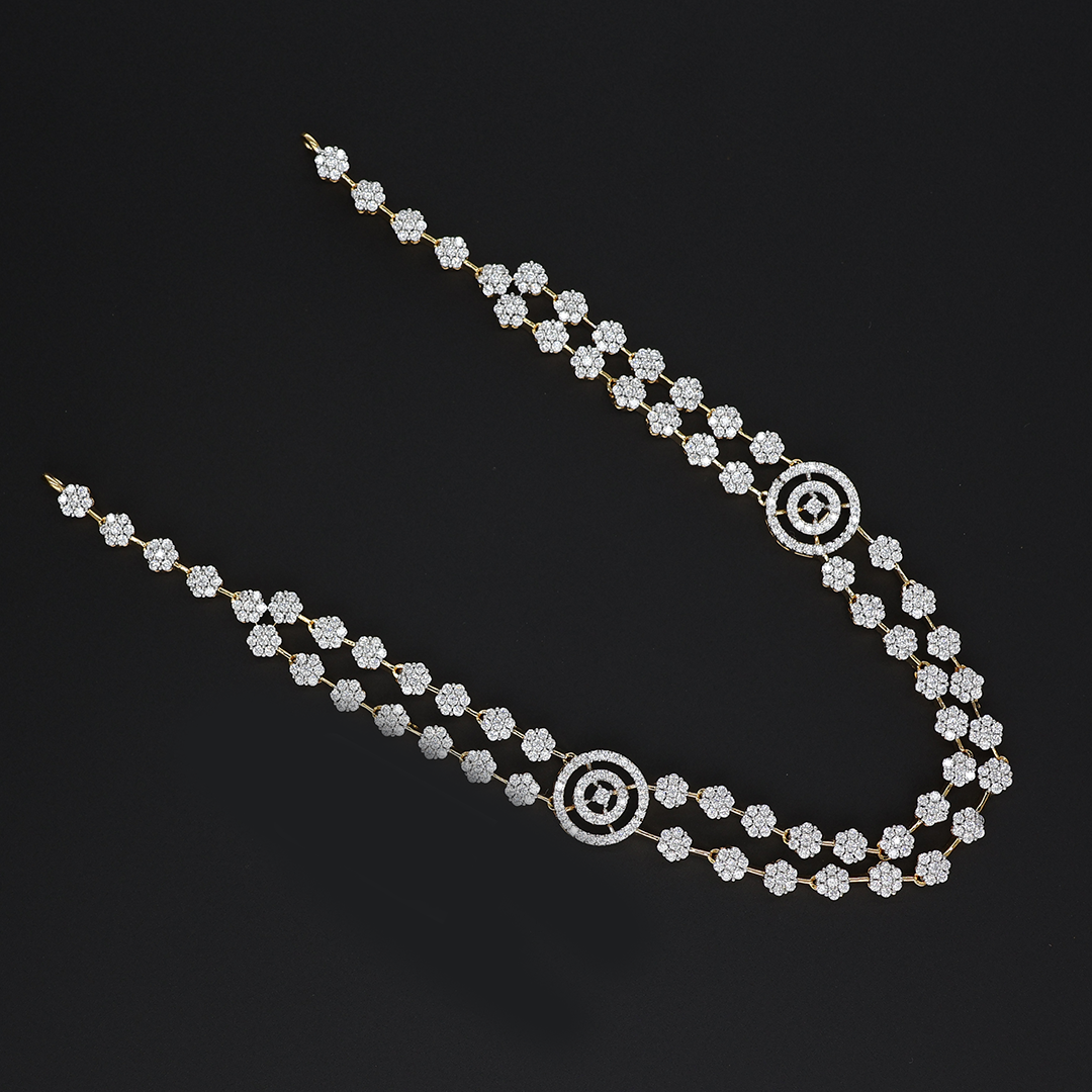 HJ10548 – Premium CZ 2-Layered Long Necklace