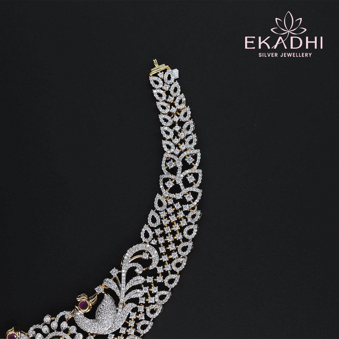 HJ10555 – Bridal Premium CZ Necklace with Emerald Stones