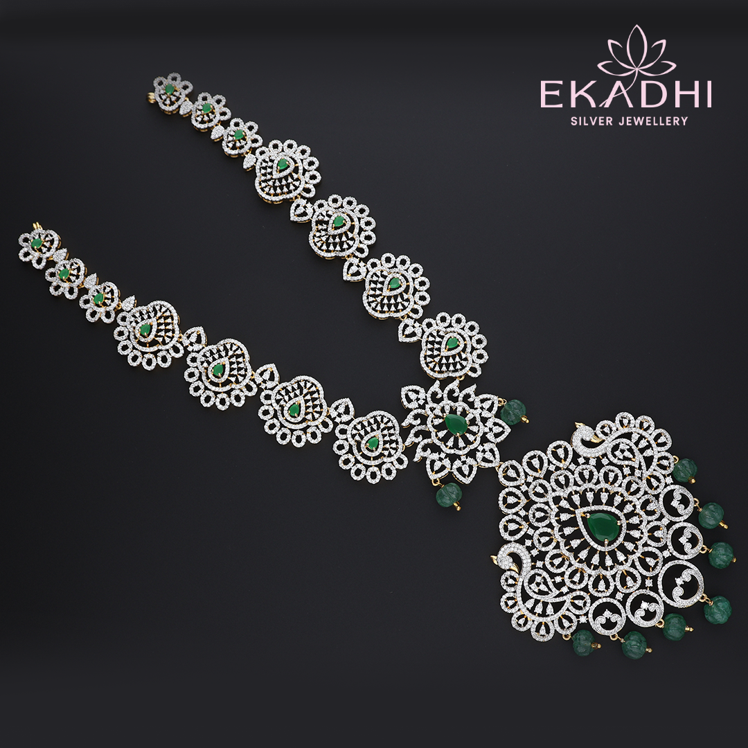 HJ10615 – Premium CZ Haram with Green Stones and Beads