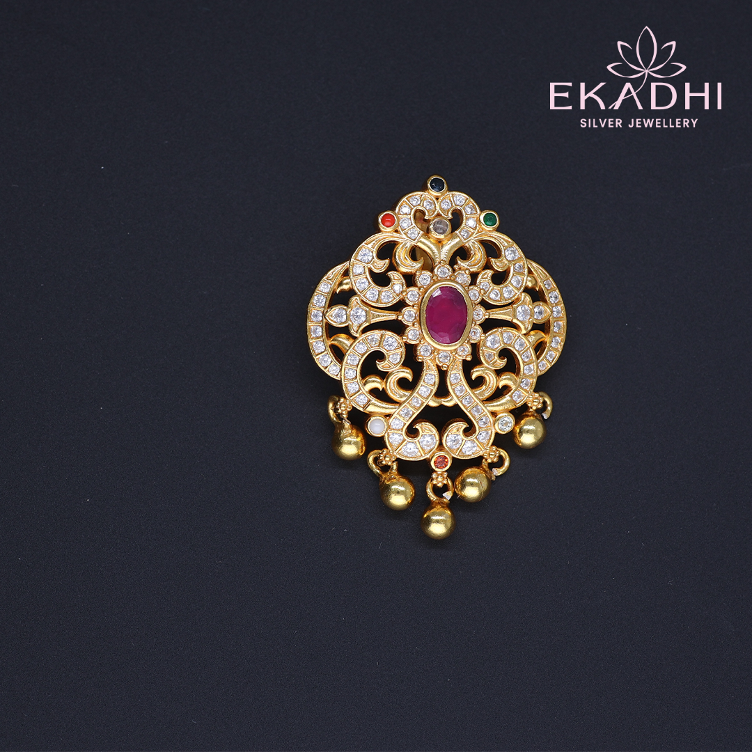 HJ11504 – Nakshi CZ Pendant with Pink Stone Centre