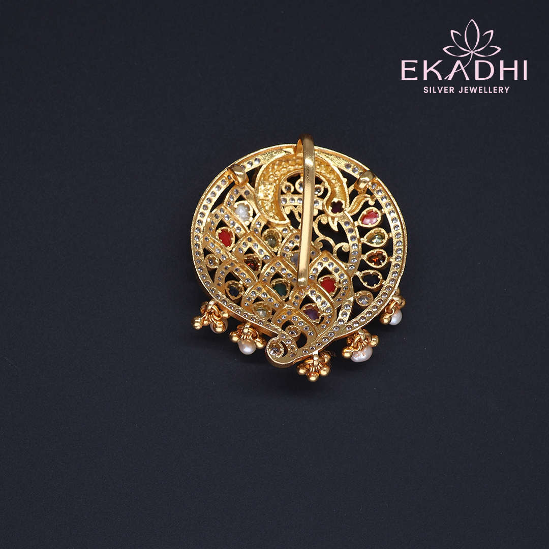 HJ11507 – CZ Adorned Nakshi Pendant in Antique Finish