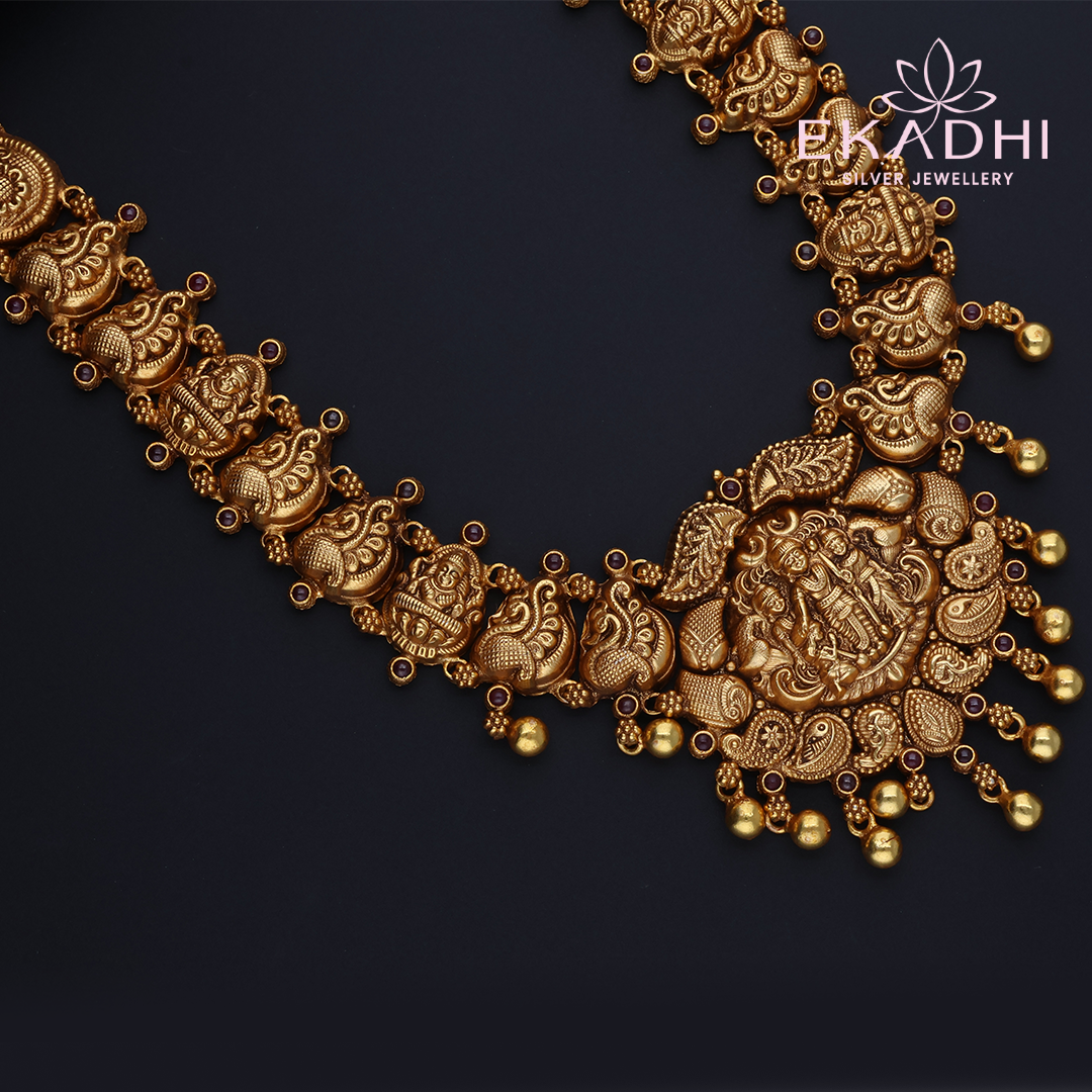 HJ11545 – Temple Nakshi Bridal Haram in Traditional Style