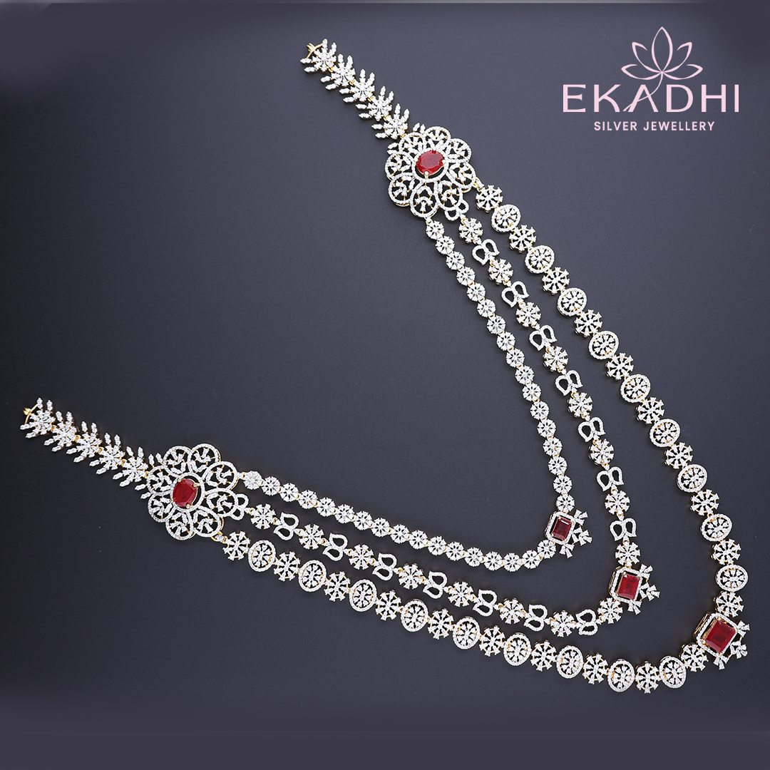 HJ11696 – Three Layered Premium CZ Haram with Red Stones