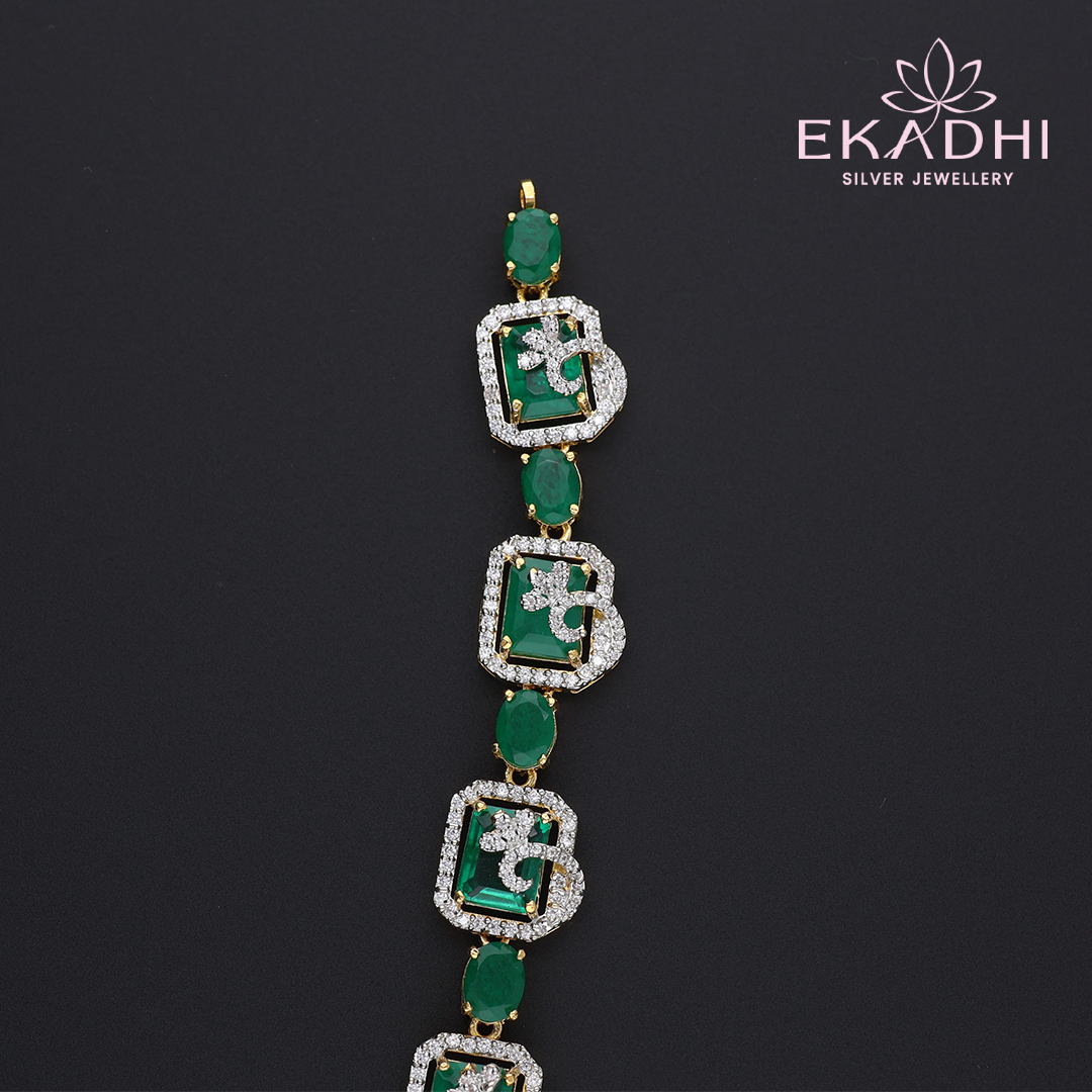 HJ11800 – Green Stone Premium CZ Necklace