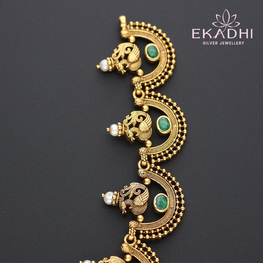 HJ11871 – Modern Temple-Inspired Nakshi CZ Necklace