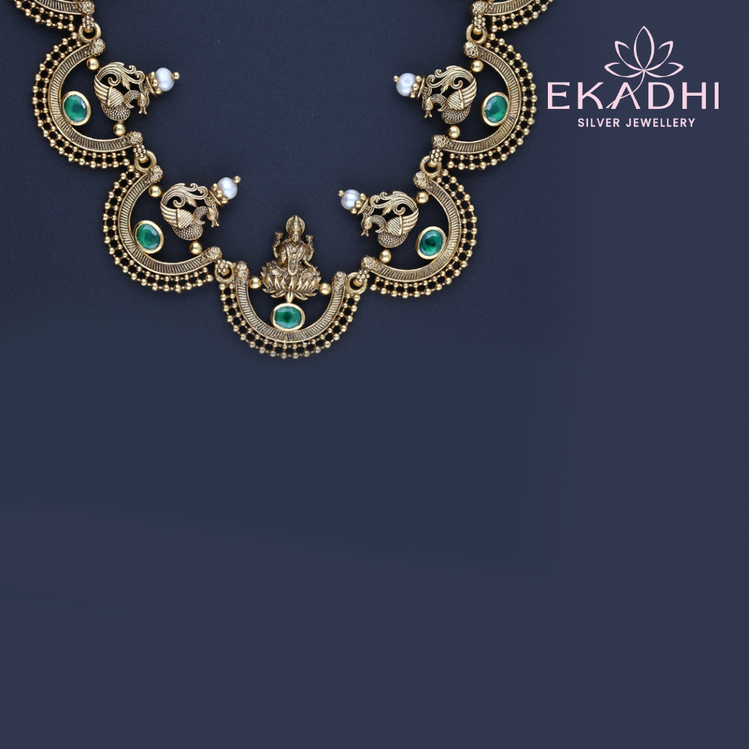 HJ11871 – Modern Temple-Inspired Nakshi CZ Necklace