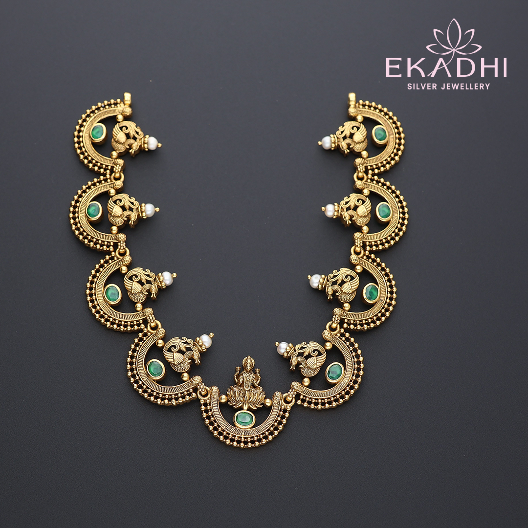 HJ11871 – Modern Temple-Inspired Nakshi CZ Necklace