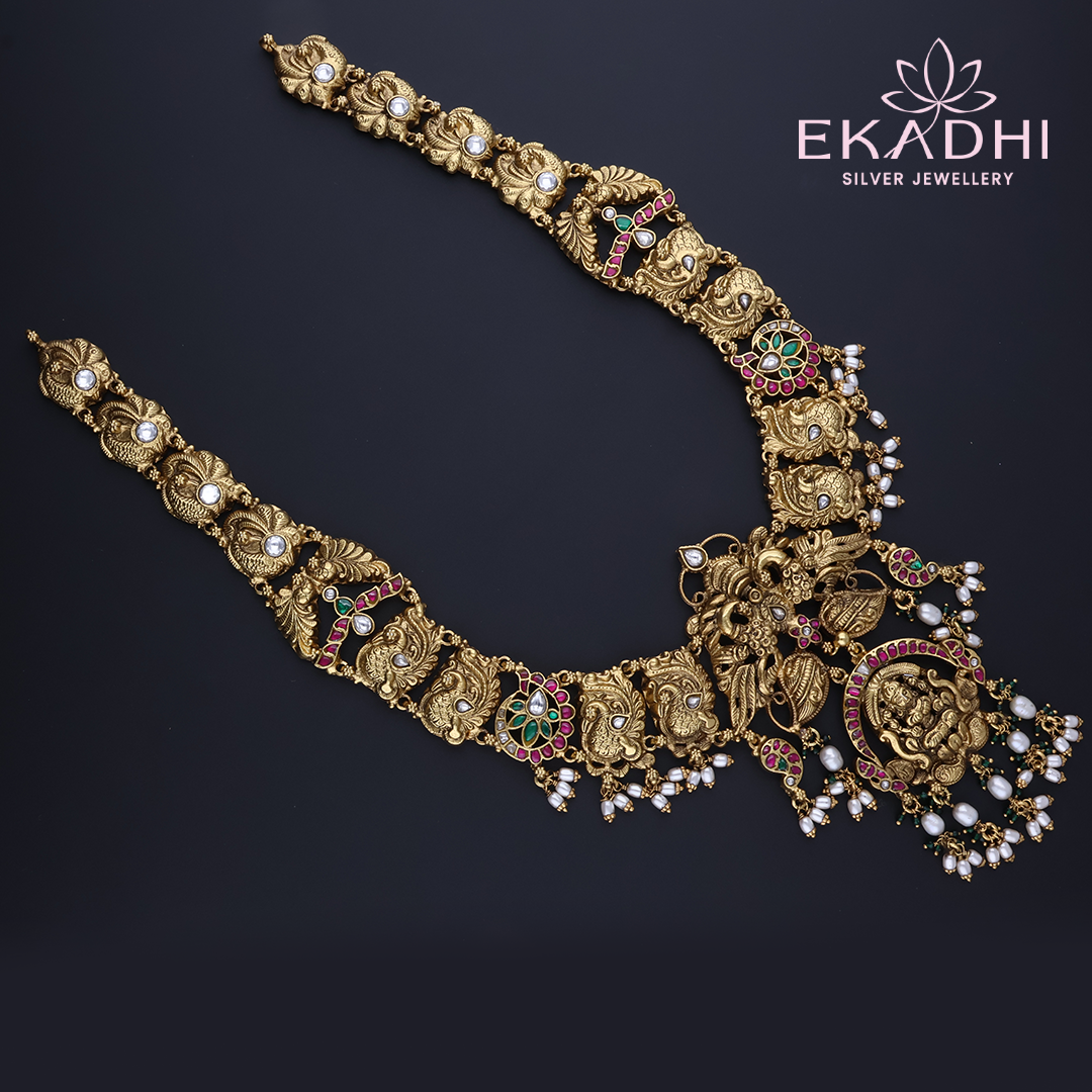 HJ11873 – Nakshi Kundan Haram in Temple Inspired Design