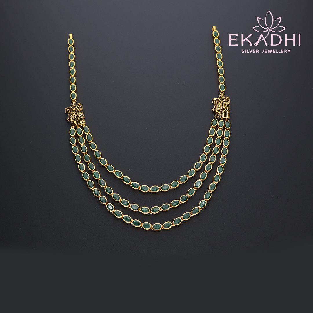 HJ11931 – 3-Layered Green Nakshi Necklace