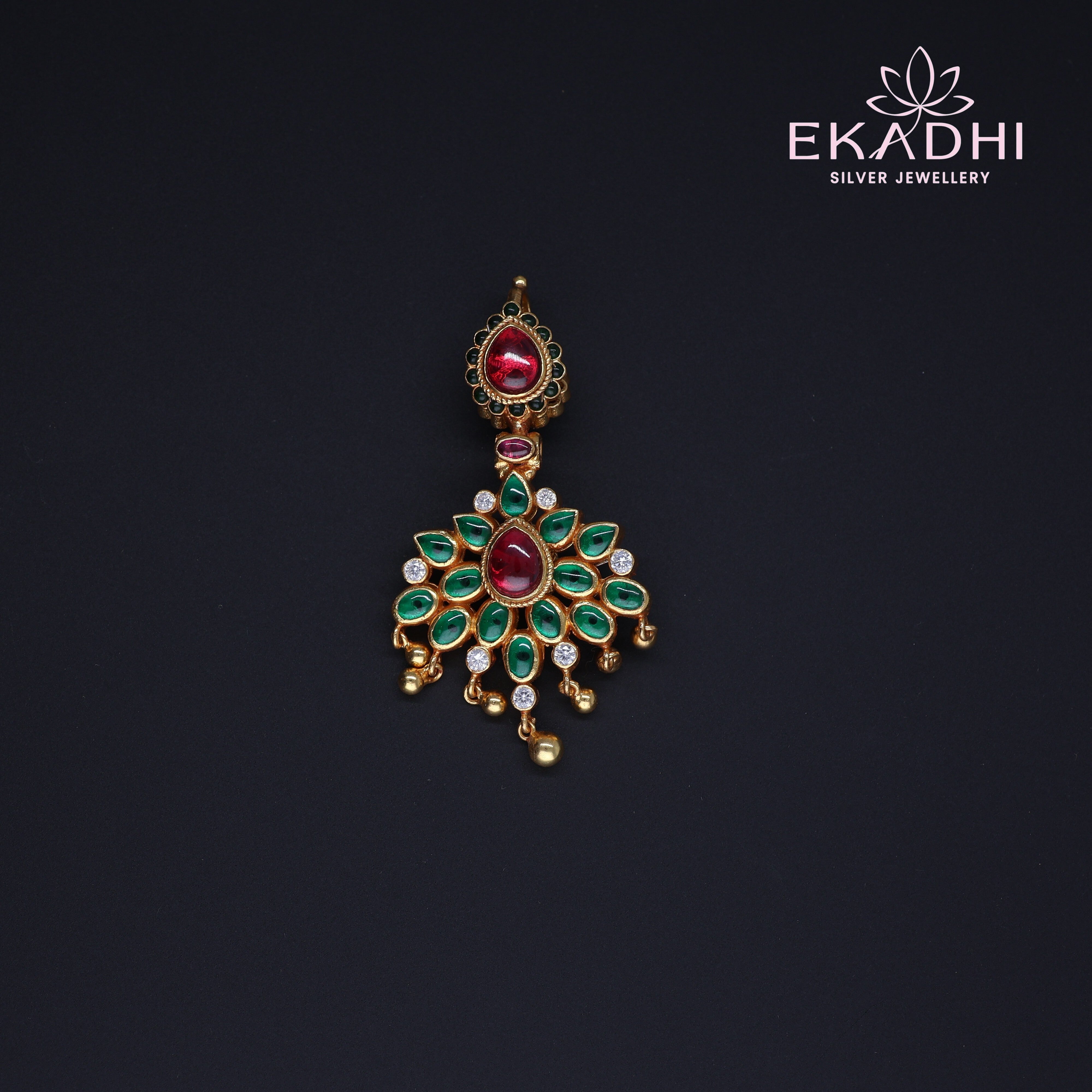 HJ12010 – Red and Green Stone Pendant in Classic Style