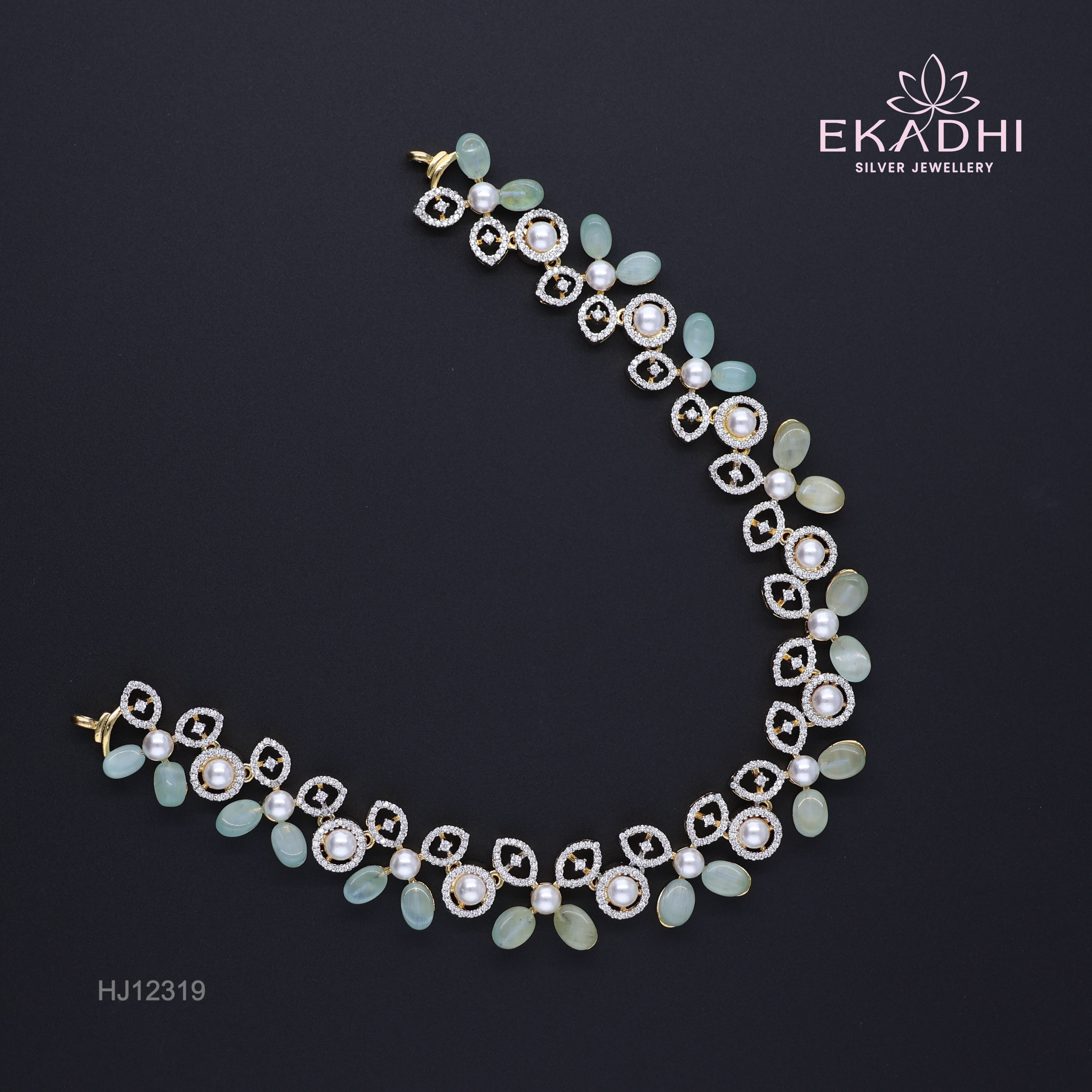 HJ12319 – Colour Stone Necklace with Minimal Designloral