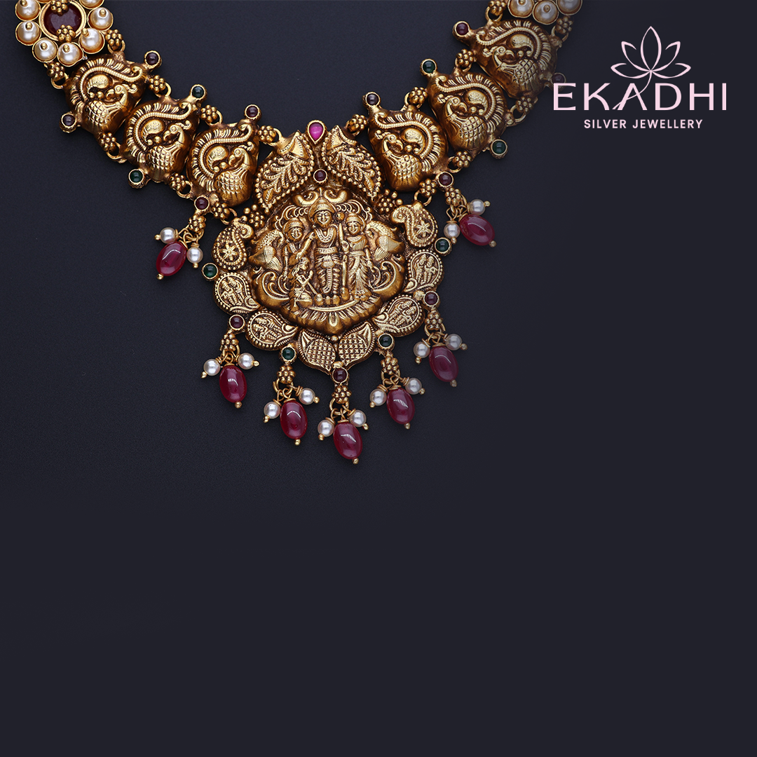 HJ12351 – Nakshi Necklace with Red Beads