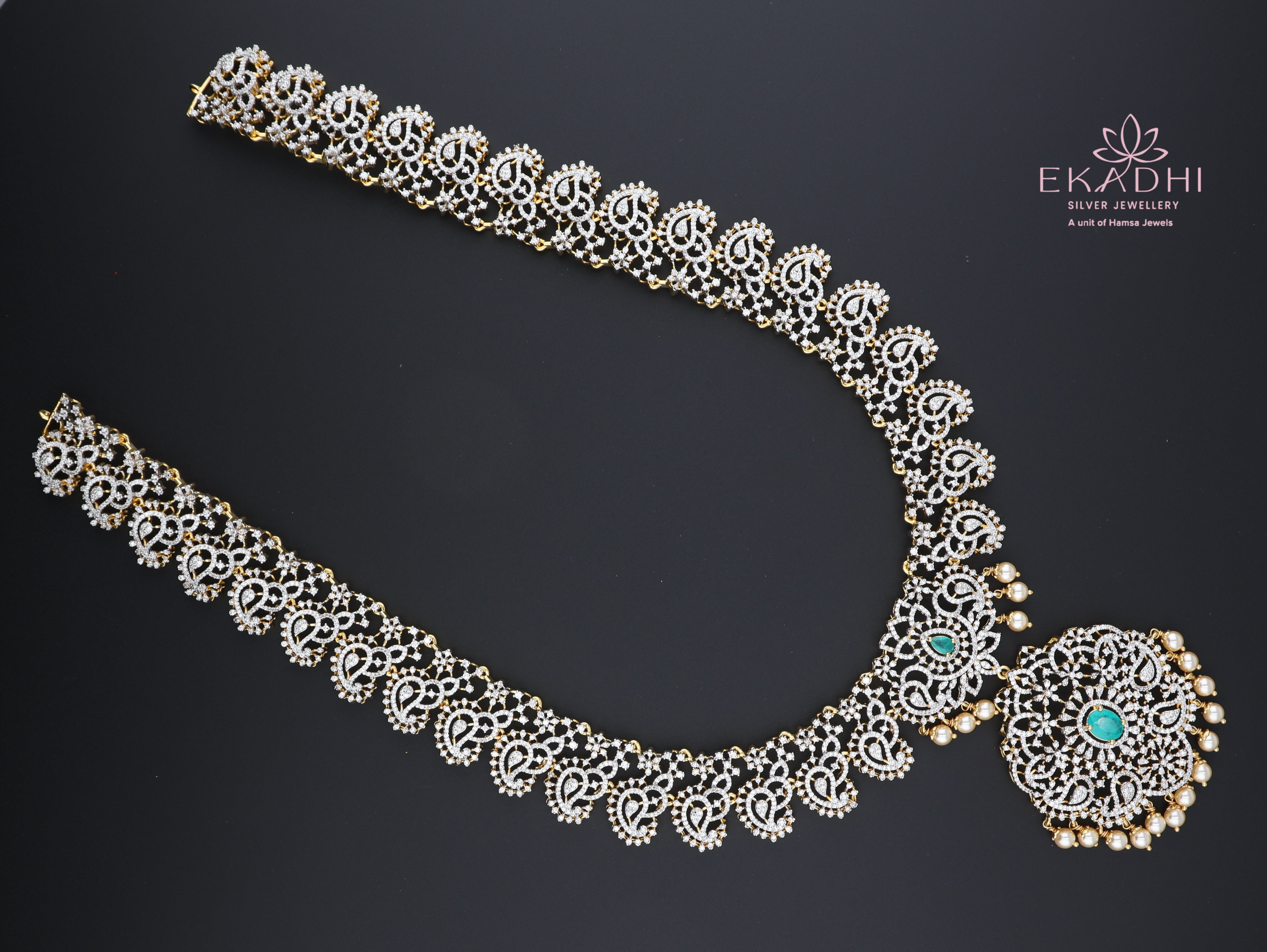 HJ13018 – Detailed South Indian Premium CZ Bridal Haram