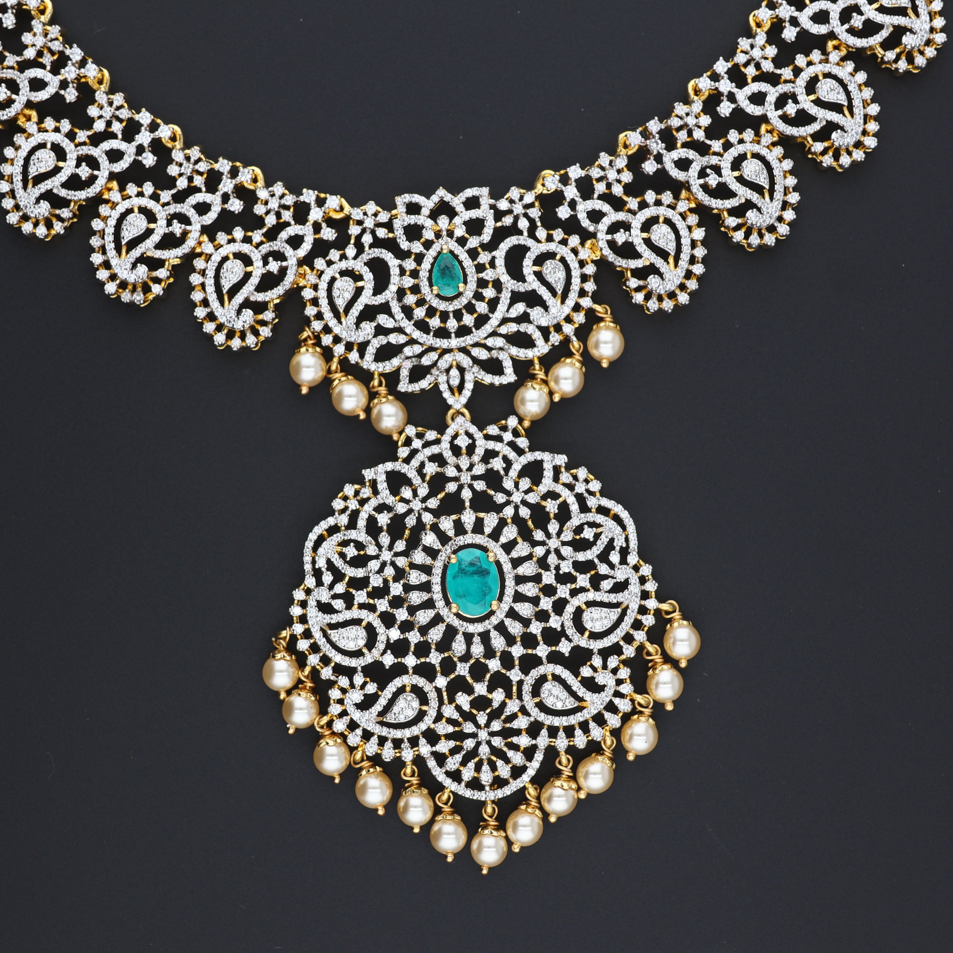 HJ13018 – Detailed South Indian Premium CZ Bridal Haram