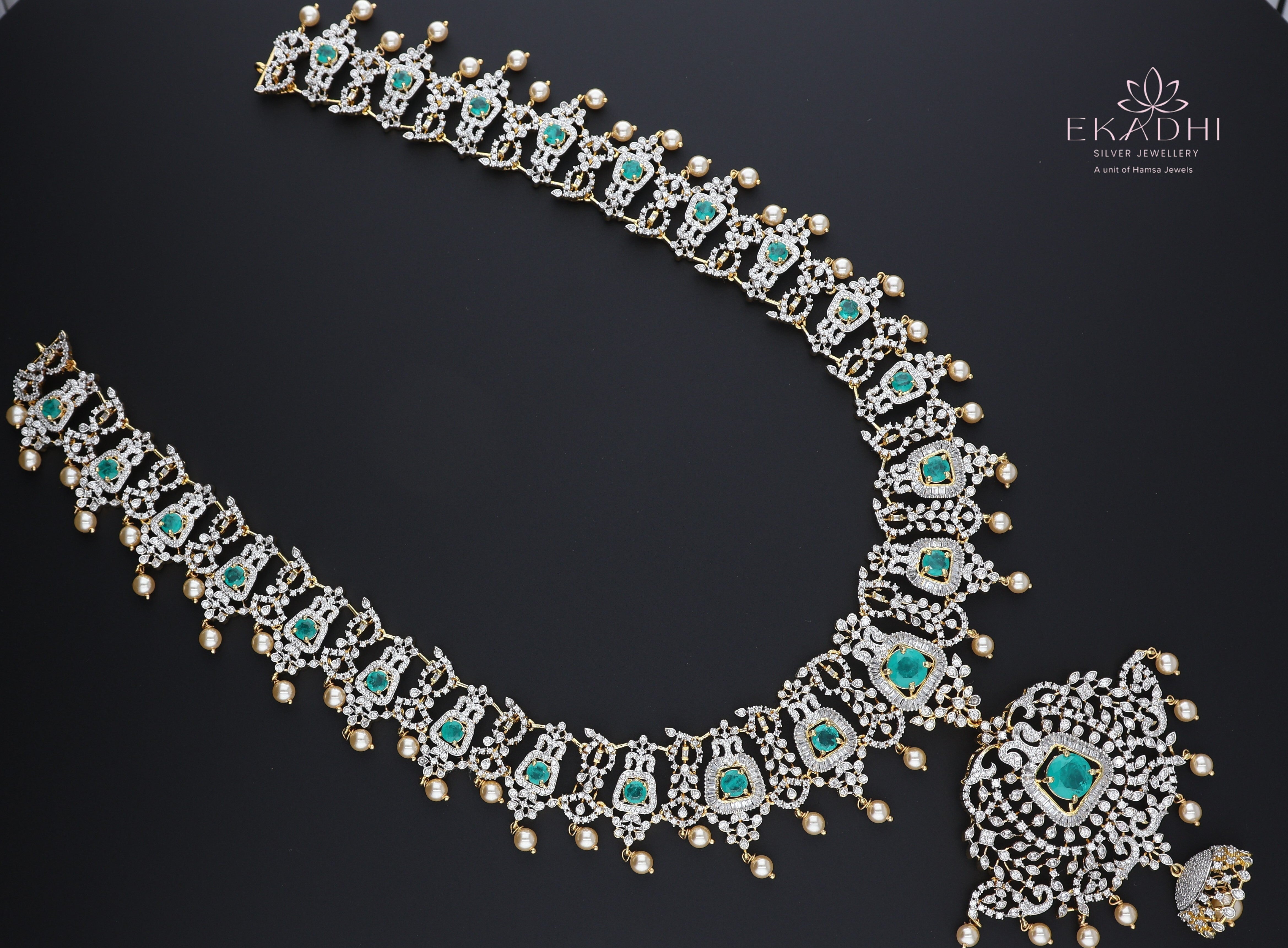 HJ13034 – Traditional Bridal Haram in CZ Stones