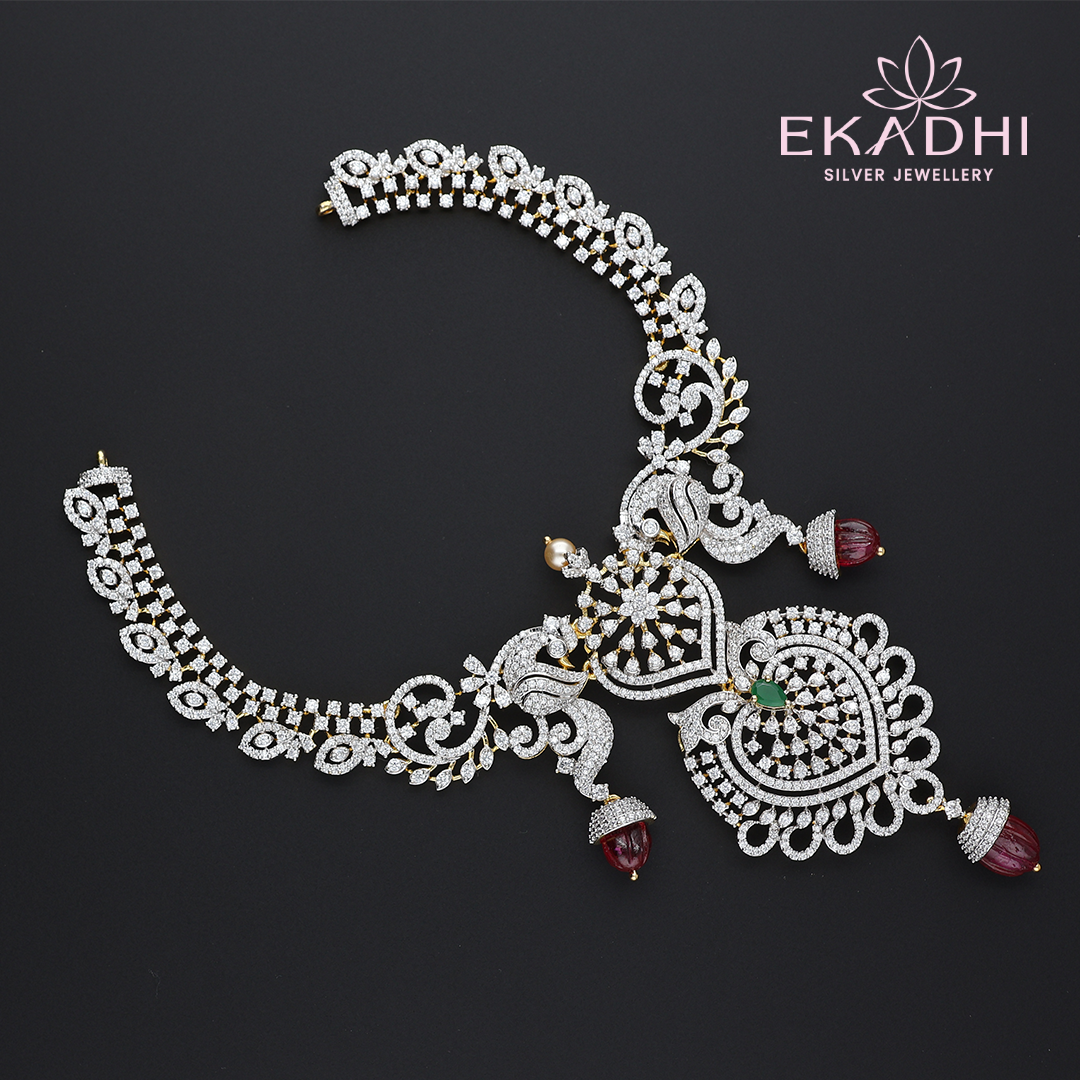 HJ13042 – CZ Necklace with Red Beads for Special Occasions