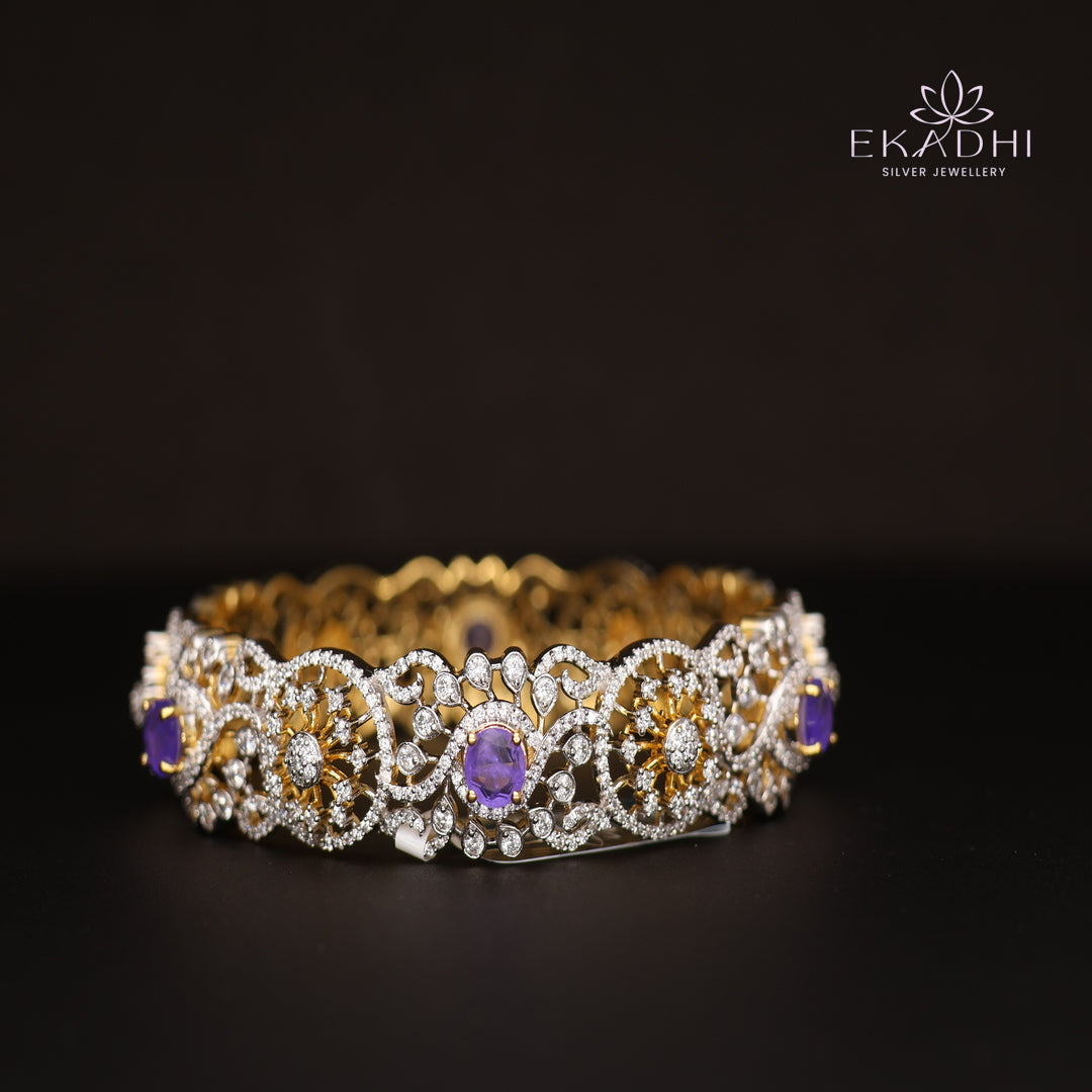 HJ13073 -  Premium CZ Stone Silver Bangle