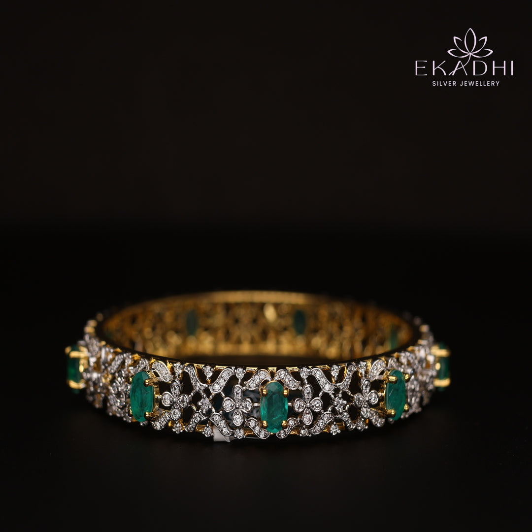 HJ13074 -  Premium CZ Stone Silver Bangle