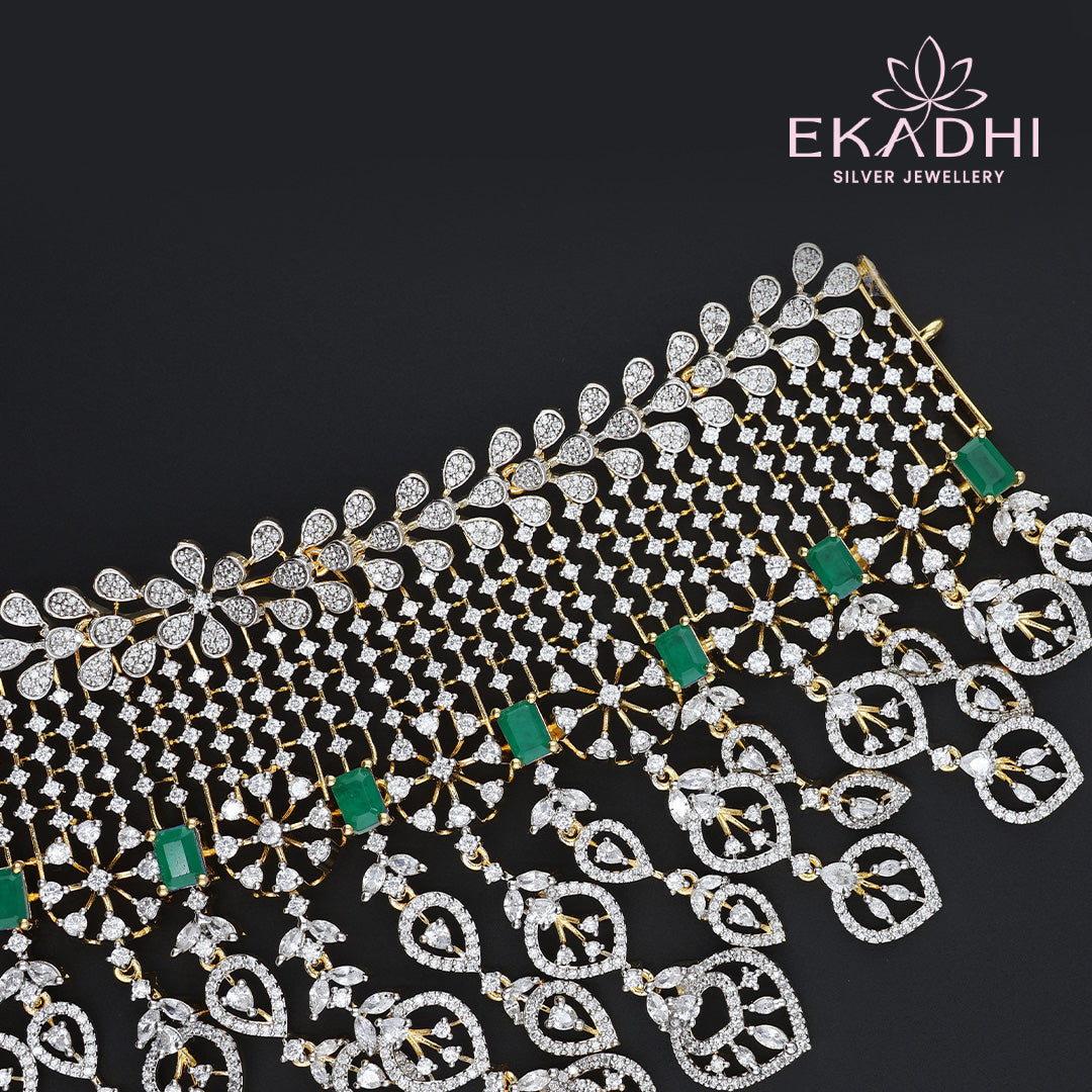 HJ13145 – Grand CZ Choker with Green Stones