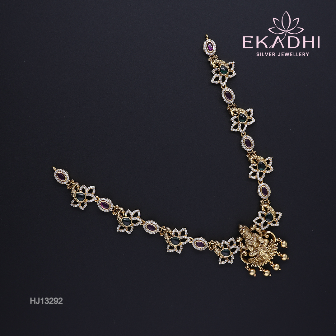 HJ13292 – Nakshi CZ Necklace with Lakshmi Devi Pendant