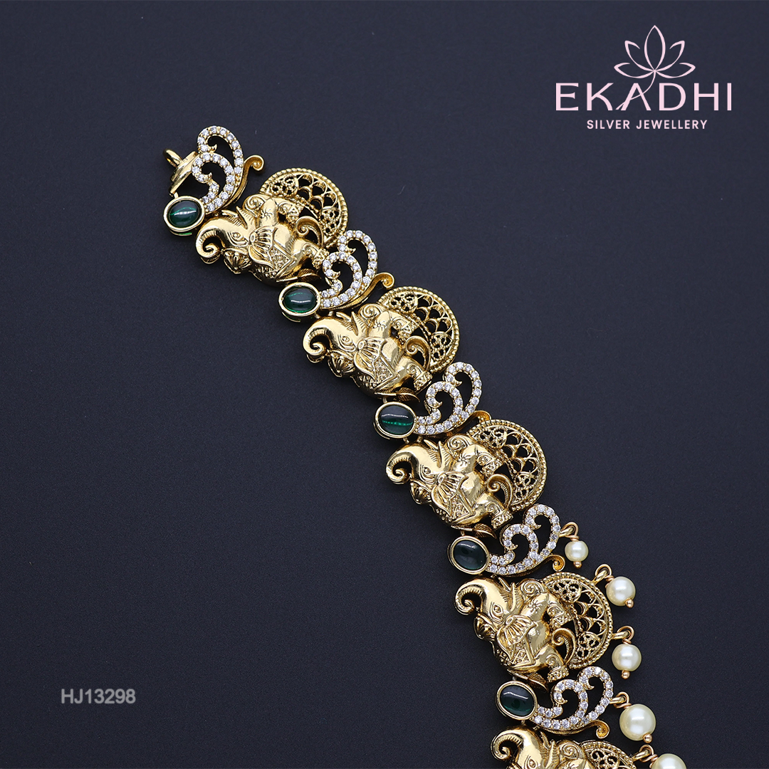 HJ13298 – Nakshi CZ Necklace with Elephant Motifs