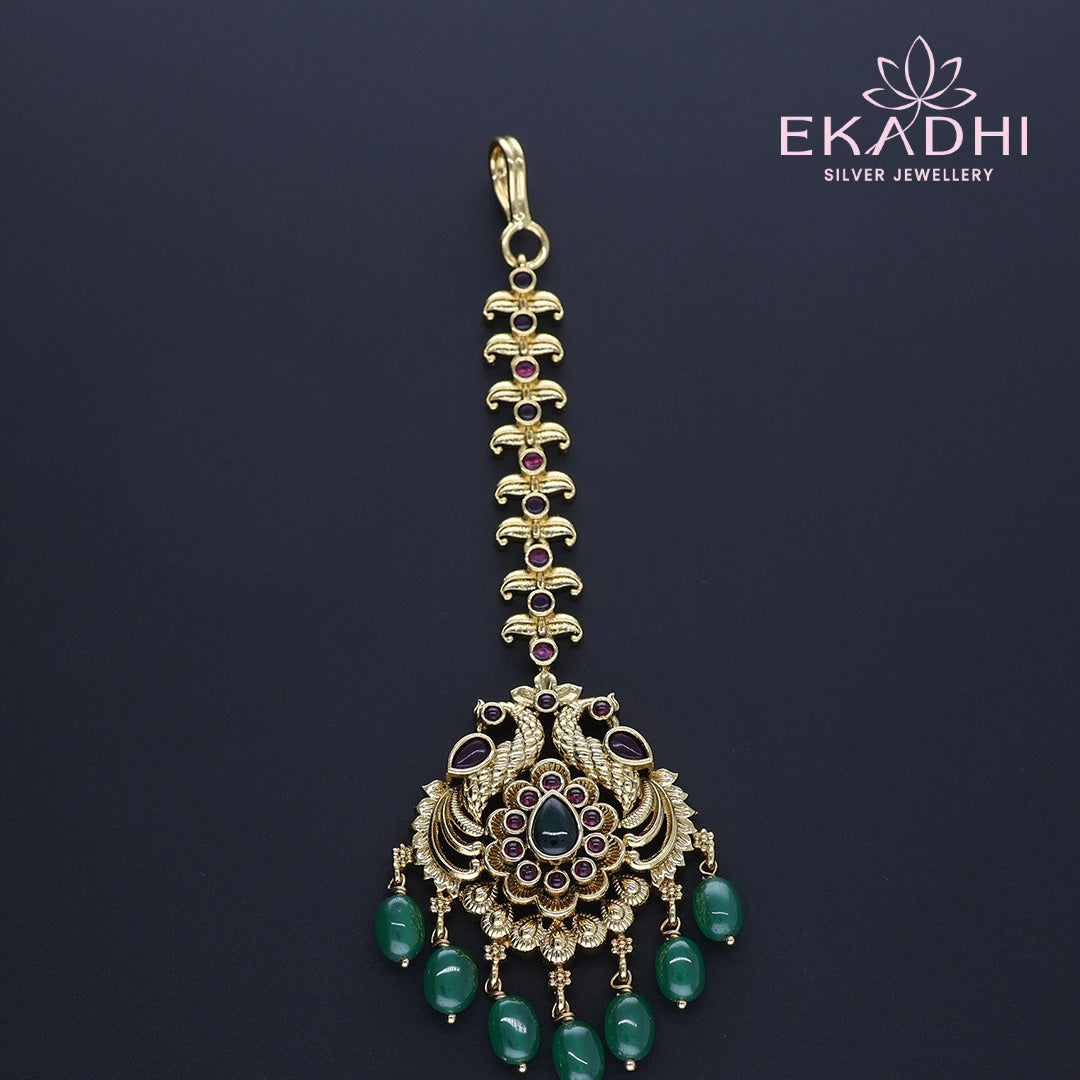 HJ13336 – Traditional Nakshi Maang Tikka for Brides