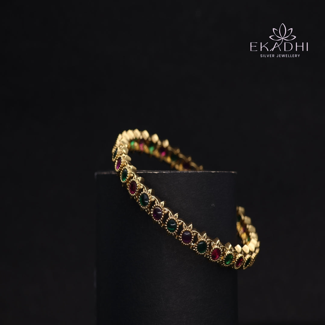 HJ13353 -  Nakshi CZ Silver Bangle