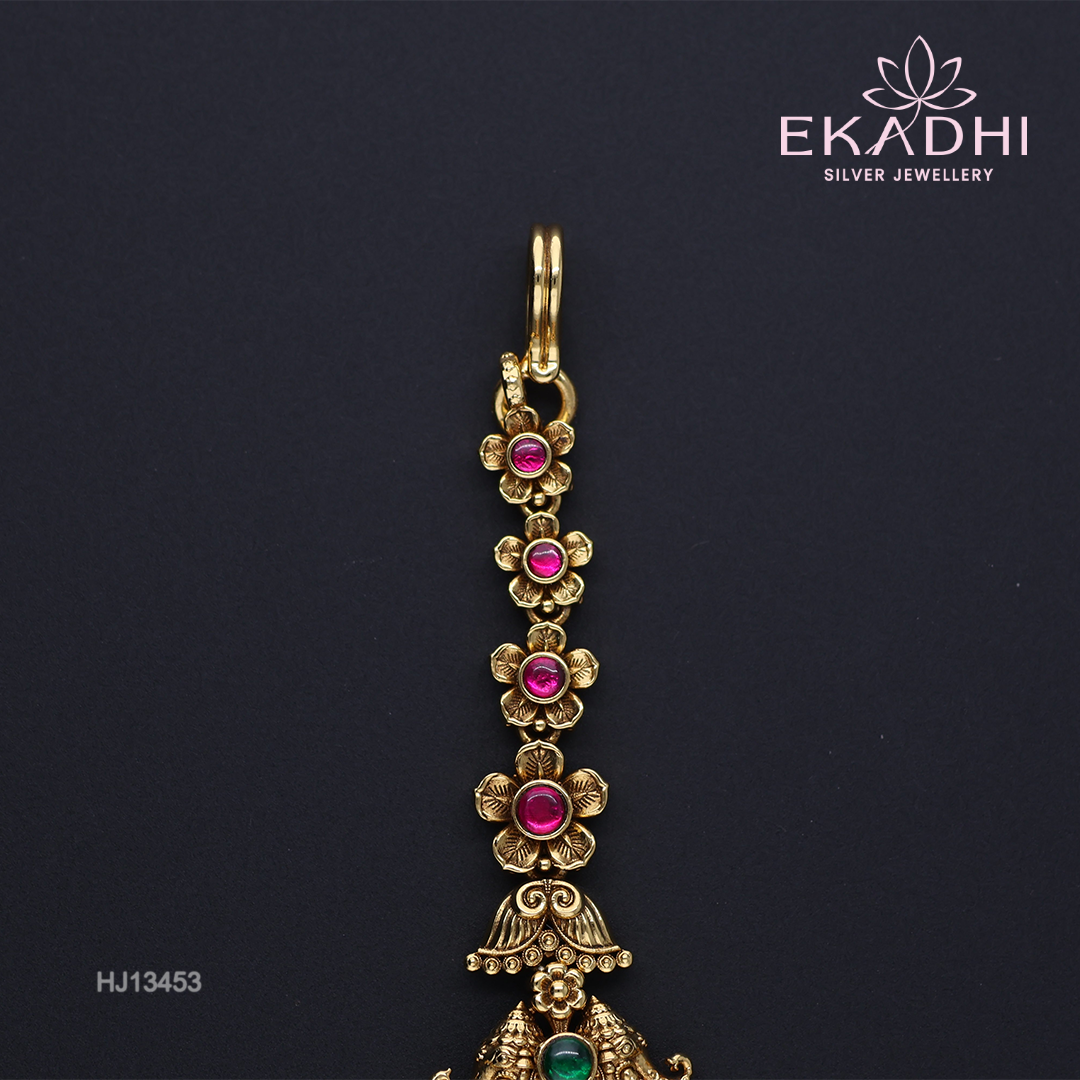 HJ13453 – Nakshi Ultra-Lightweight Maang Tikka with Vishnu, Lakshmi & Garuda