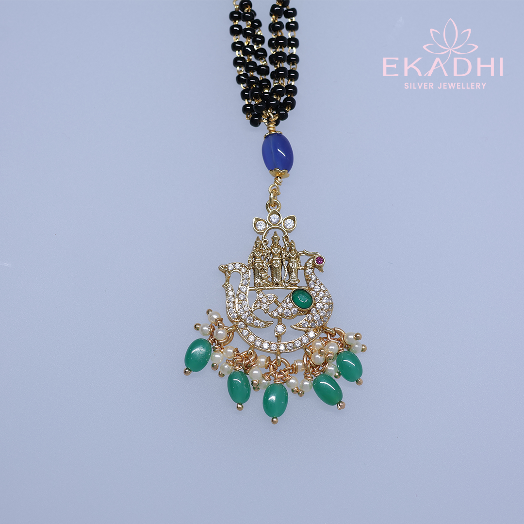 HJ13464 – Nalapusalu with Green and Blue Beads