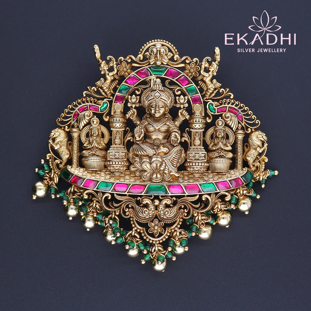 HJ13486 – Traditional Nakshi Pendant with Pink and Green Stones