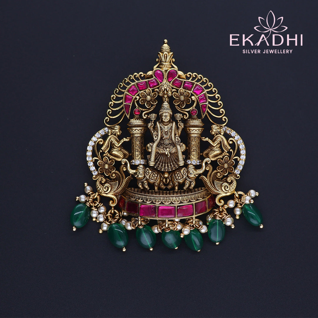 HJ13490 – Temple Inspired Pendant with Green Beads