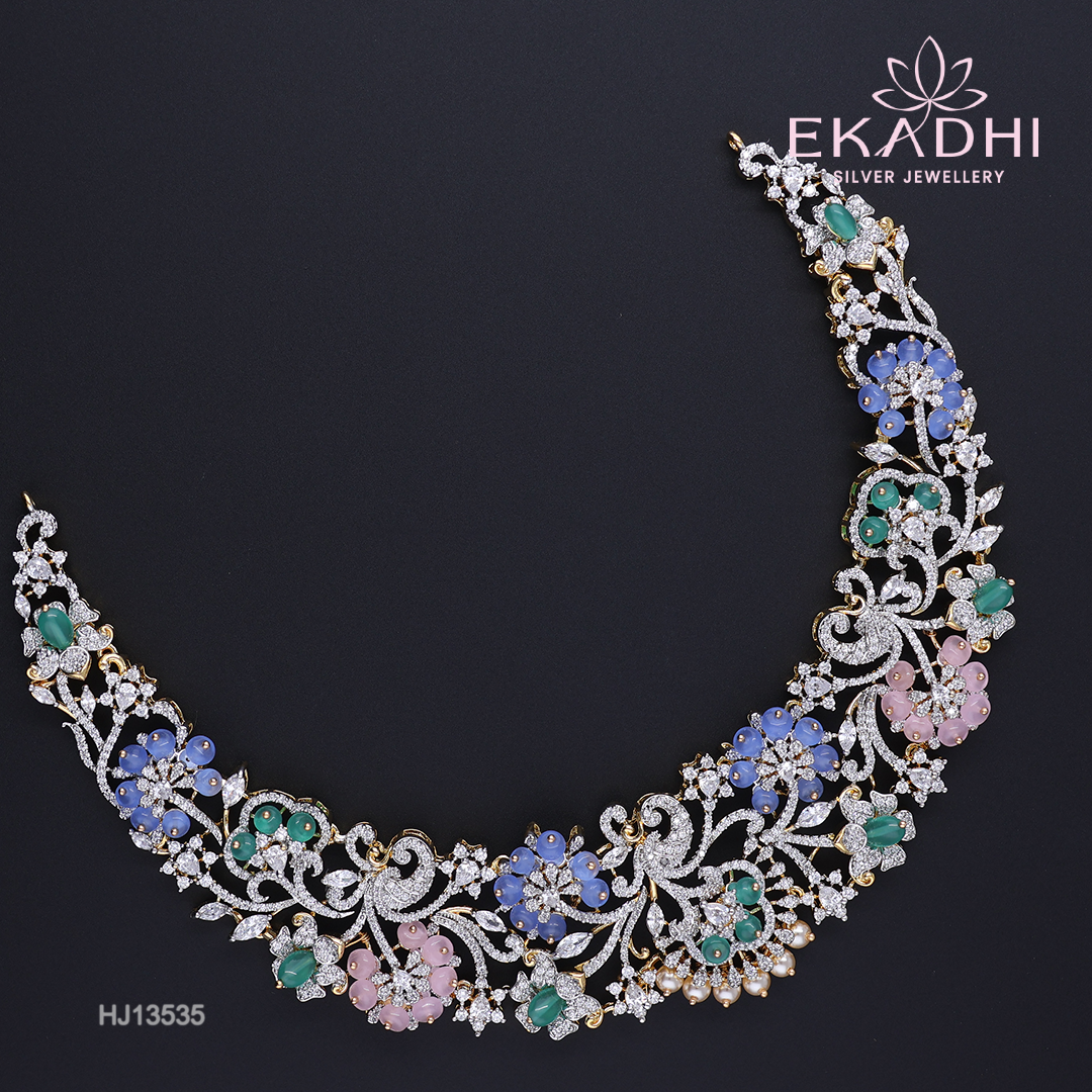 HJ13535 – Colour Stone Necklace with Contemporary Design