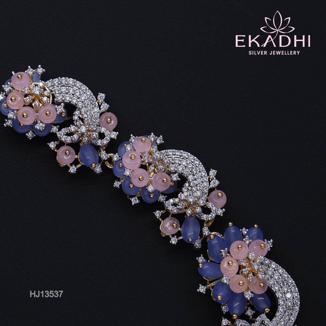 HJ13537 – Colour Stone Necklace with Pink & Blue Beads