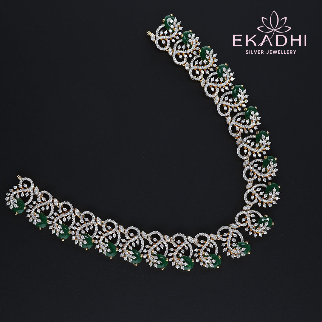 HJ13572 – Silver CZ Stone Necklace for Everyday Glam