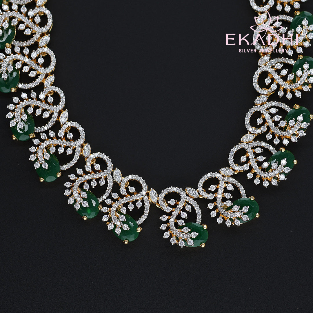 HJ13572 – Silver CZ Stone Necklace for Everyday Glam