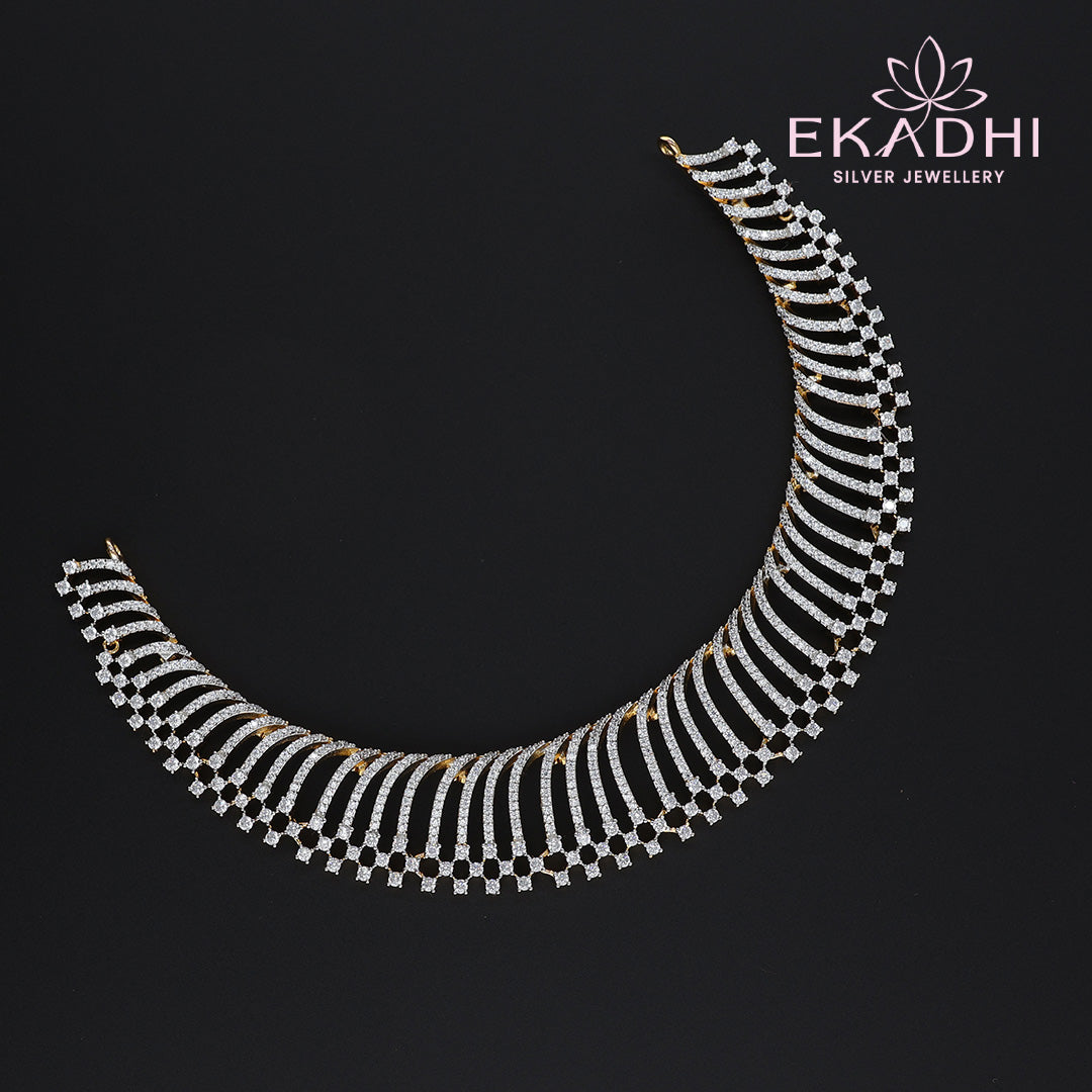 HJ13590 – Bold Statement CZ Necklace in Premium Silver