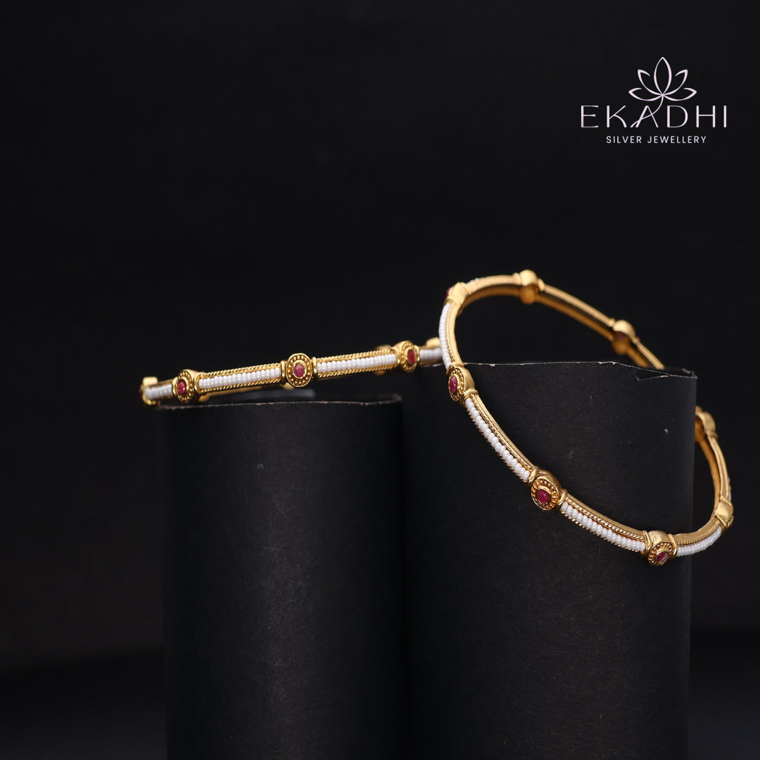 HJ13713-Nakshi CZ Silver Bangles