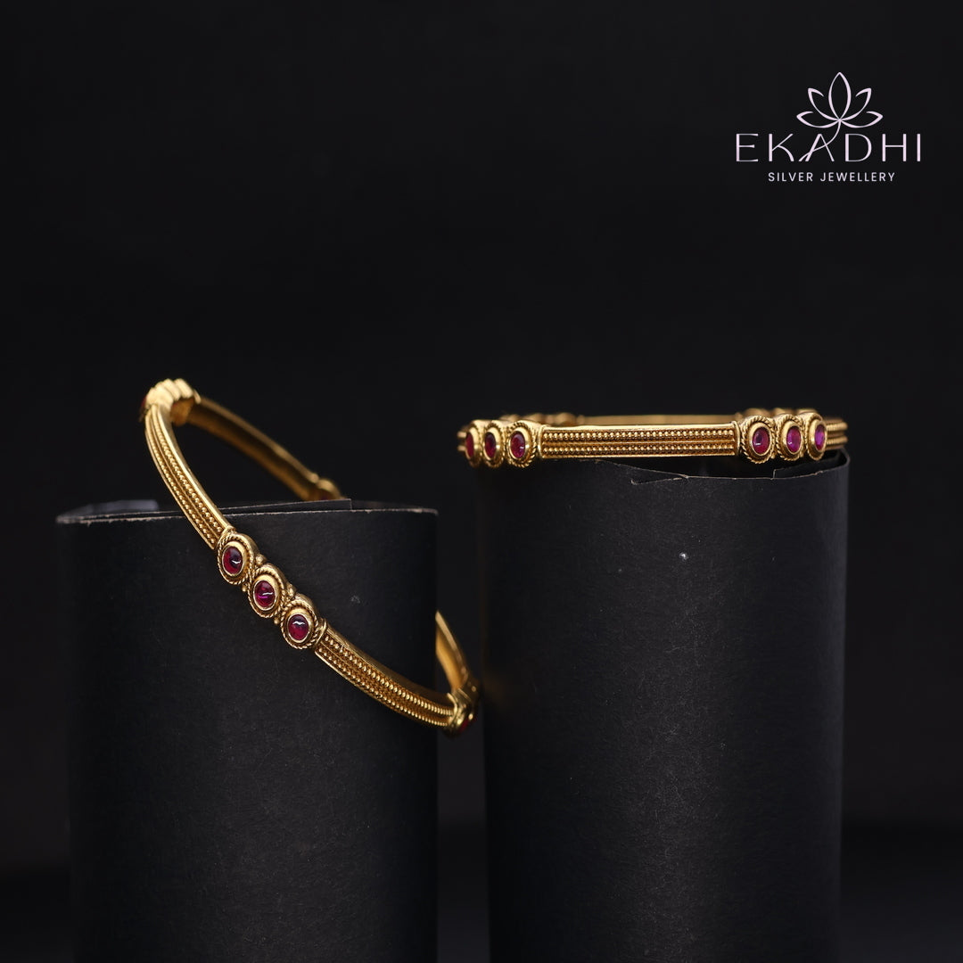 HJ13714- Nakshi CZ Silver Bangles