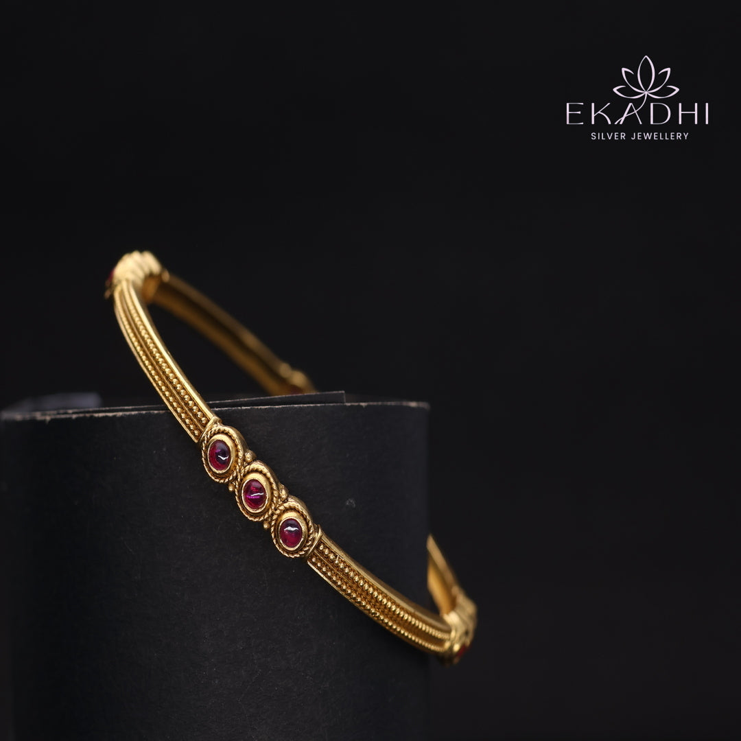 HJ13714- Nakshi CZ Silver Bangles