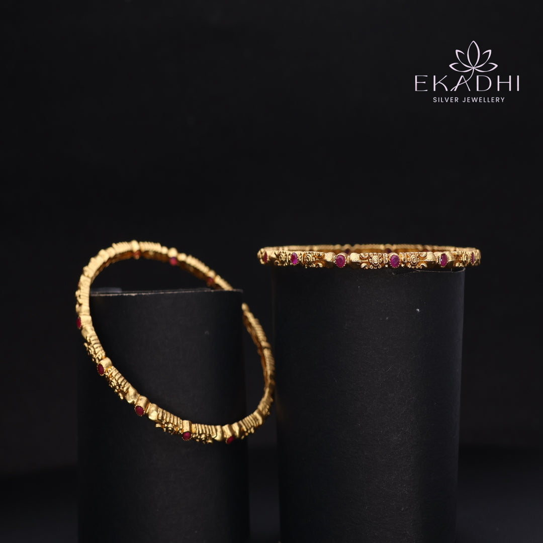 HJ13715 - Nakshi CZ Silver Bangles