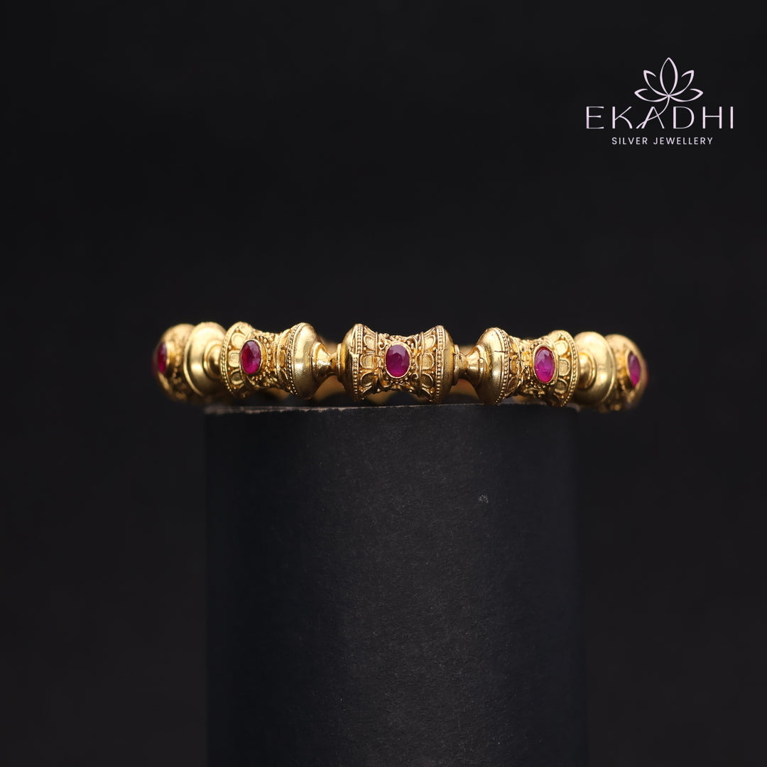 HJ13720-Nakshi CZ Silver Bangle