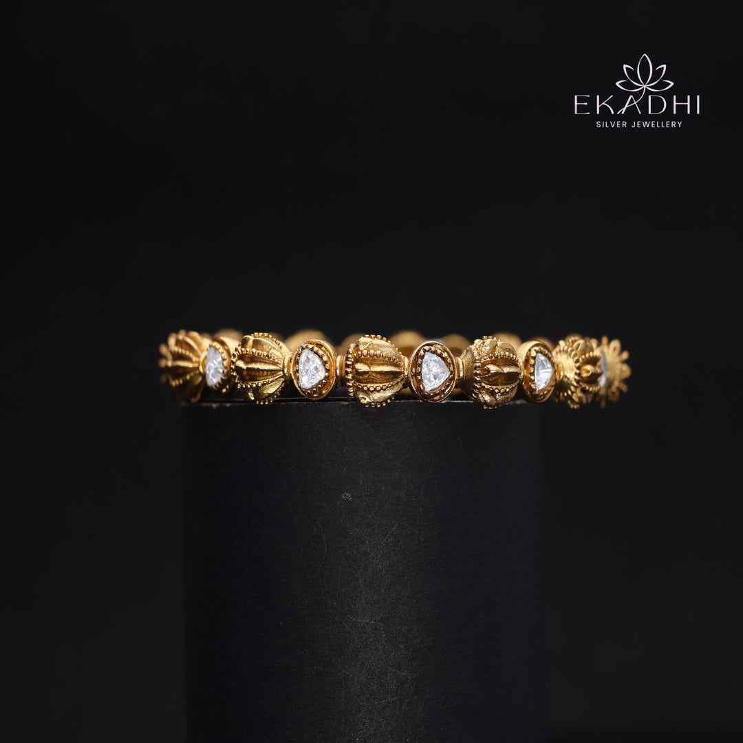 HJ13721-  Nakshi CZ Silver Bangle