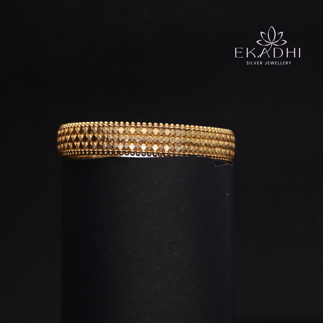 HJ13732-Nakshi CZ Silver Bangle with Traditional Motifs