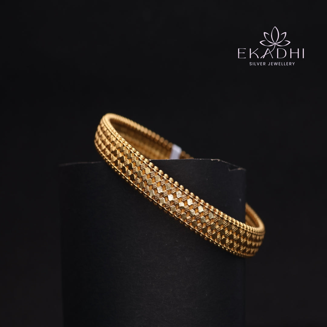 HJ13732-Nakshi CZ Silver Bangle with Traditional Motifs