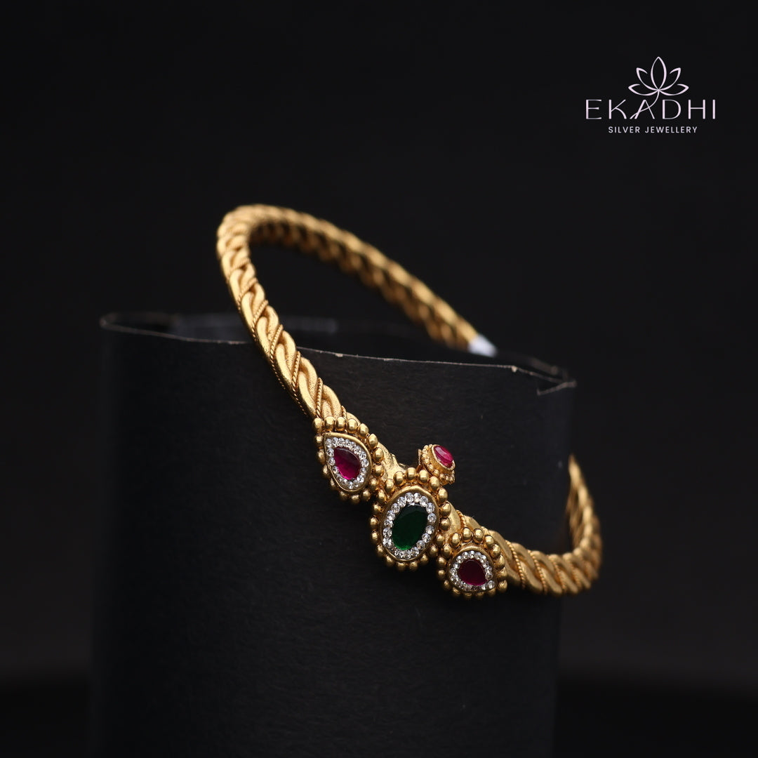 HJ13741 -Nakshi CZ Silver Kada