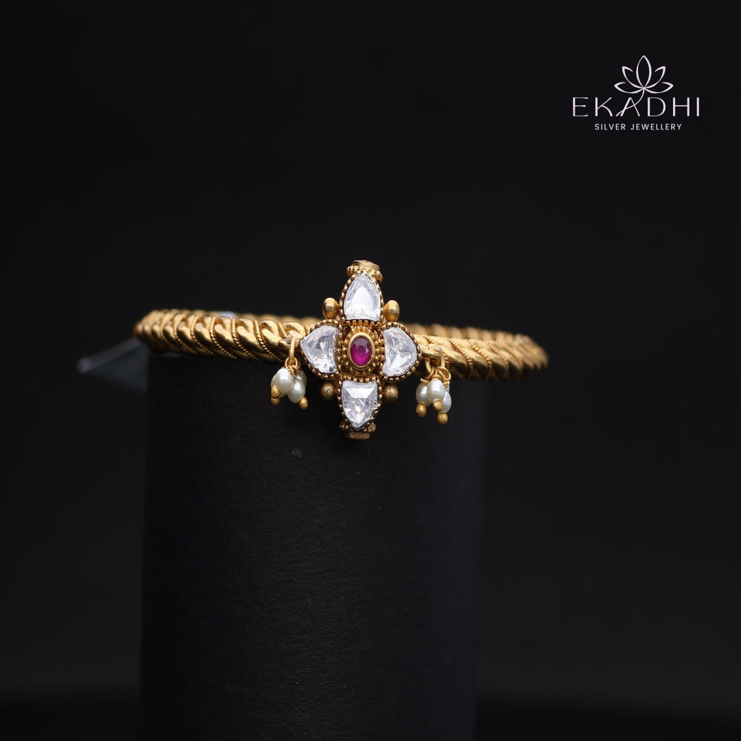 HJ13742 -  Nakshi CZ Silver Kada