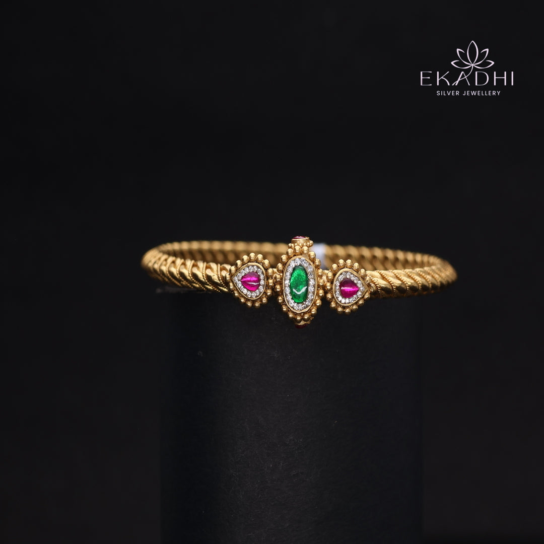 HJ13743- Nakshi CZ Silver kada