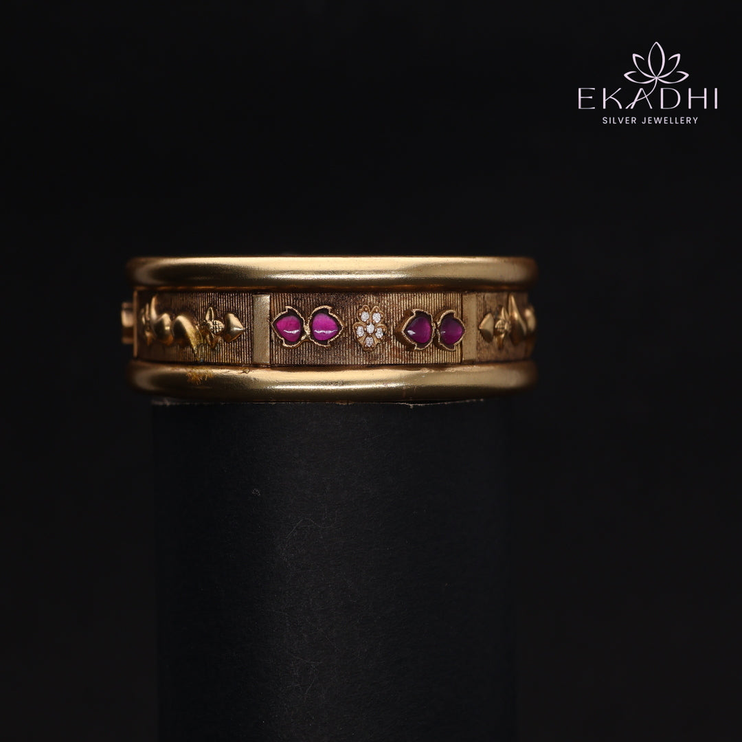 HJ13747- Nakshi CZ Silver Bangles with Traditional Motifs