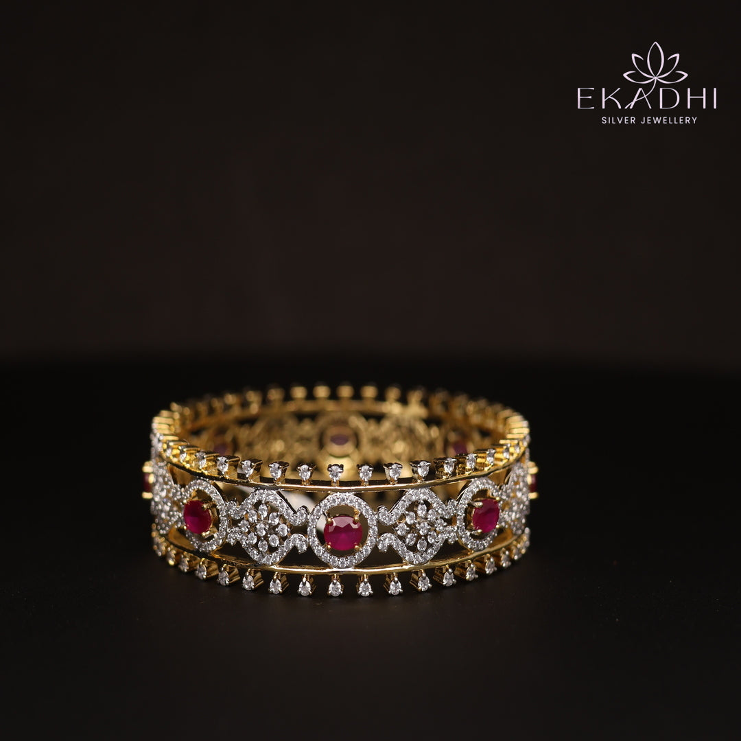 HJ13804 - Premium CZ Stone Silver Bangle